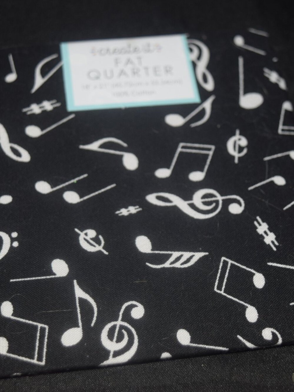 Create It Fat Quarter – Music Note Print – Black & White 100% Cotton Fabric
